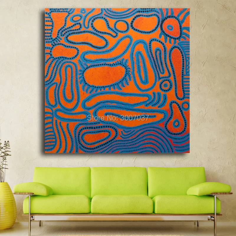 Blue circle Abstract picture of Wall Painting Home Decorative Art Picture on Canvas Painting Handmade Yayoi Kusama Oil Painting