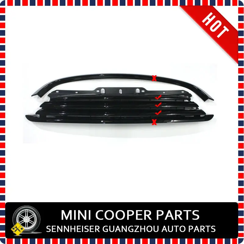 Brand New ABS Plastic Mini Ray Style Black Color Cooper Model Front Grille Trims For mini cooper R55 R56 R57 R58 R59 (3Pcs/set)