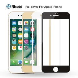 9H 2.5D Front Full Cover Tempered Glass For iPhone 6 6s plus Screen Protector Film For iphone 8 7 plus film case black white