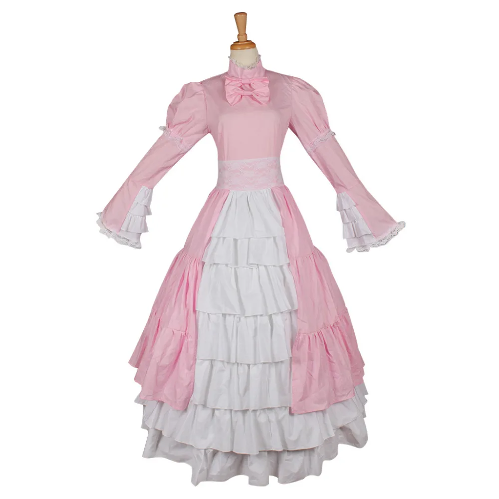 

Bride Banquet Formal Party Ball Gown Taffeta Ruffles Pink Lolita Dress Women's Halloween Carnival Party Dress Custom Made