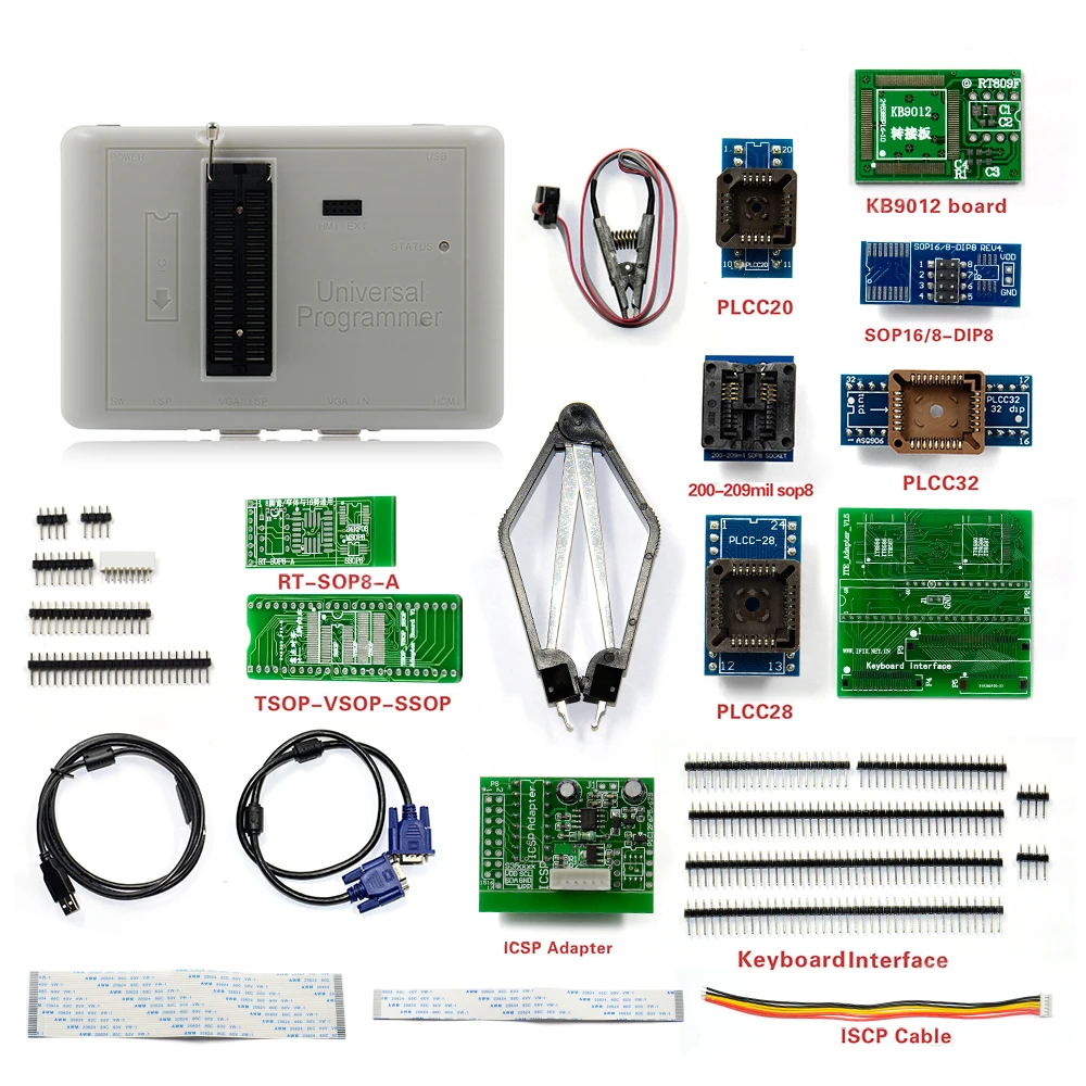 RT809H with 35 adapters EMMC-Nand FLASH Programmer TSOP-VSOP-SSOP Adapter 169 BGA / BGA 153+10 Adapters +SOP8 Test Clip