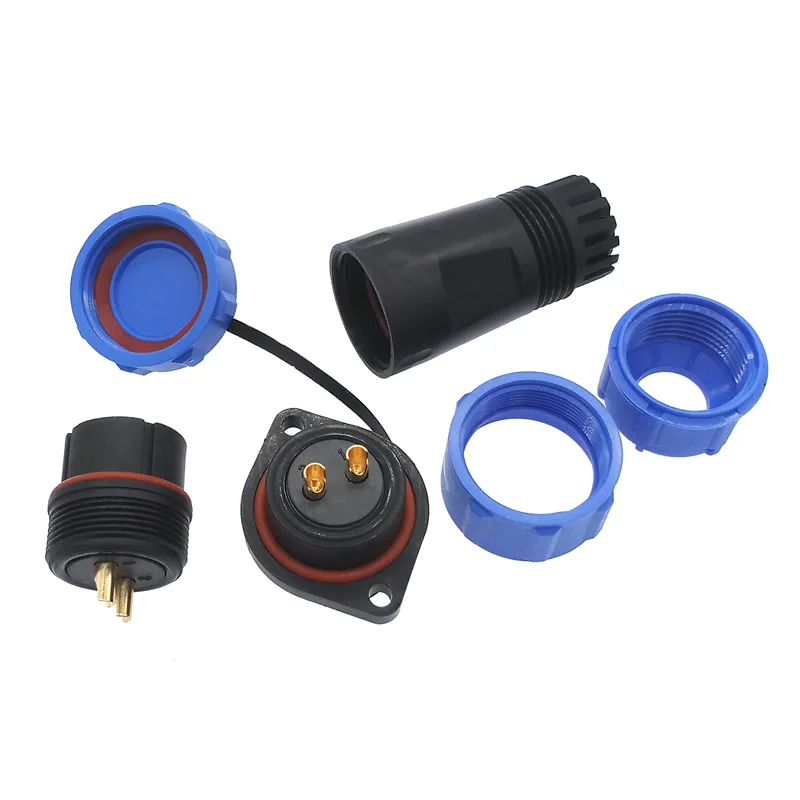 SP2110 Waterproof connector flange SP21 2/3/4/5/7/9/12 Pin IP68 power cable connector Male plug and Femal socket