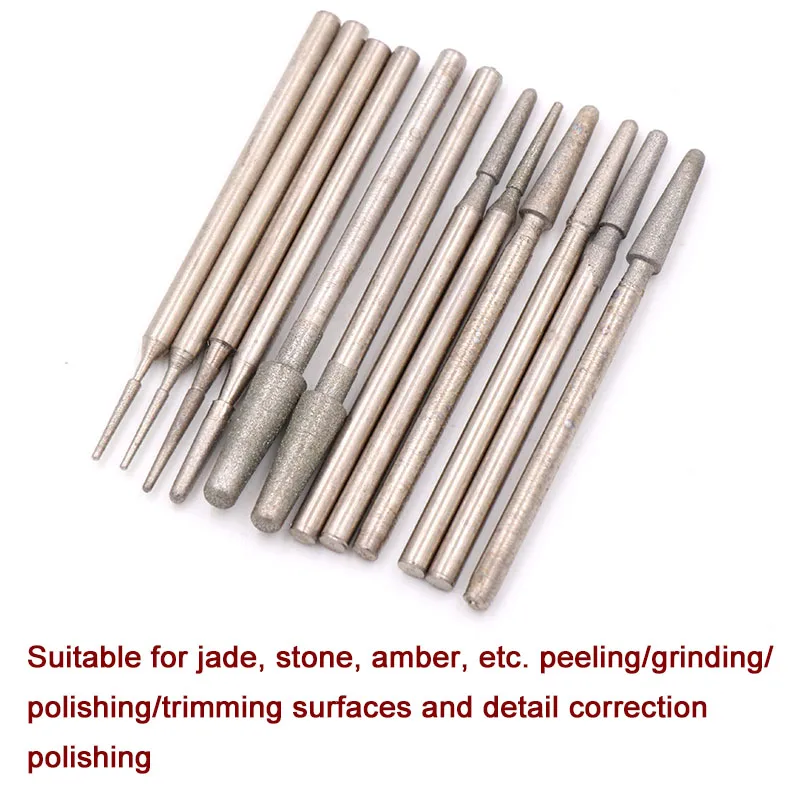 5/10pcs Grit 600/1200 Diamond Grinding Head 1-4mm Rotary Drill Bits Burrs Metal Stone Jade Engraving Carving Tools B Needle