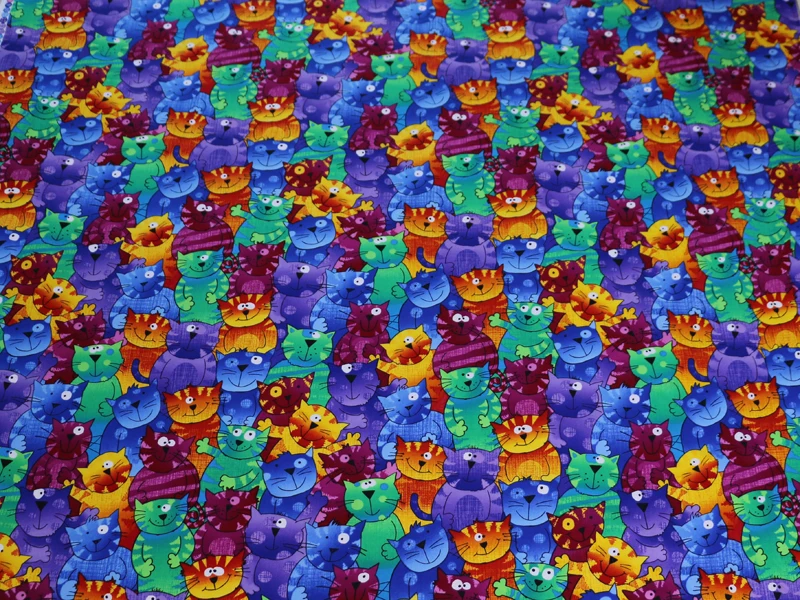 1 Meter x 1,1 Meter Cartoon-Katzen Patchwork-Nähstoff Digital Bedruckter Baumwollstoff – Detail 6