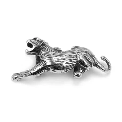 Stainless Steel Animal Charms Blacken Leopard Slide Charm Fit 12x6mm Leather Cord Bracelet Making DIY Jewelry Men's Accessories