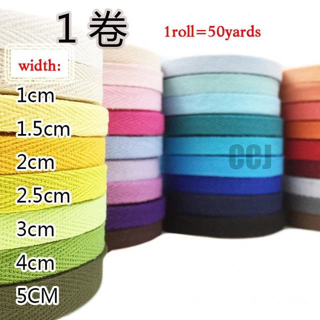 10 MILLIMETRI 50yards Nastro di Cotone Nastri e Fettucce Nastri FAI DA TE Cucito Mestiere di COLORE a spina di pesce/twill nastro di cotone/Cotone