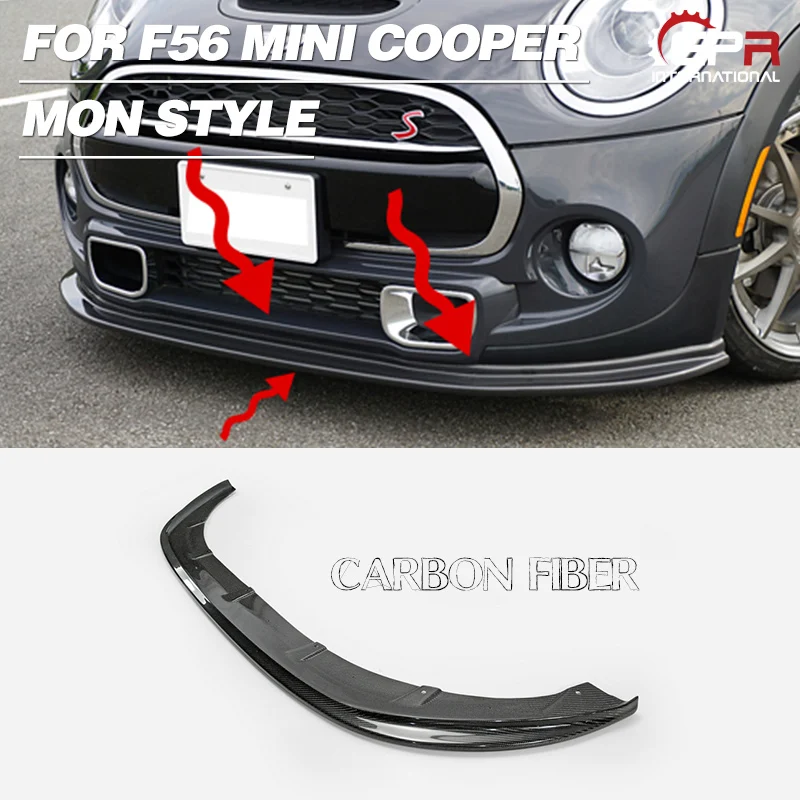 

Car-styling For F56 Mini Cooper Mon Style Carbon Fiber Front Lip Glossy Finish Bumper Splitter Extension Tuning Racing Part Trim