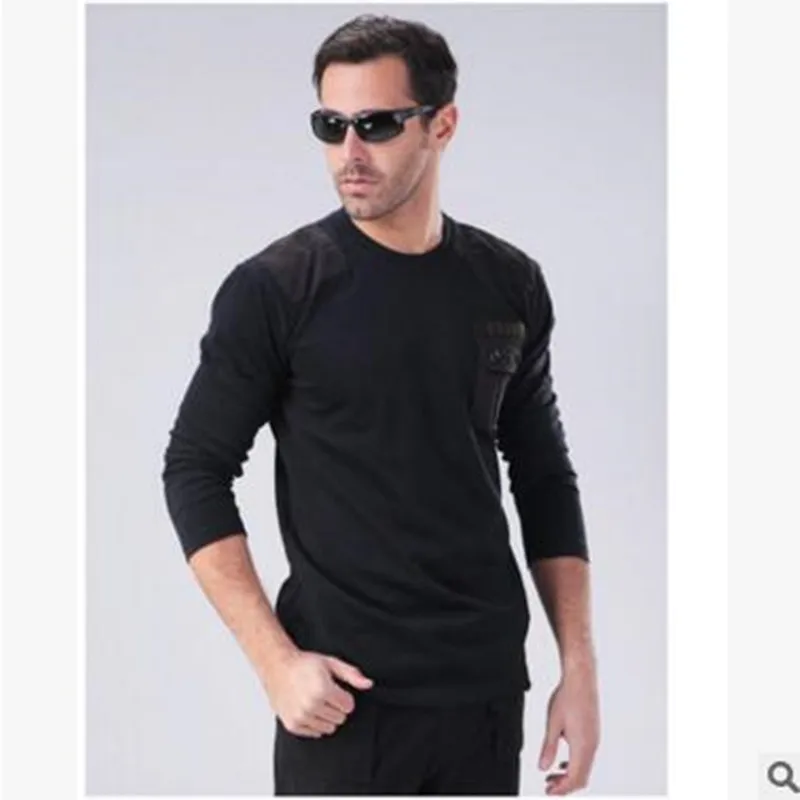 

Spring Autumn Men Outdoor Hiking Camping Long Sleeve O Neck Pullover Shirt Cotton Training Cotton T Shirt