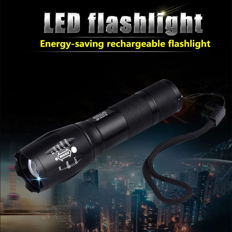 Led flashlight Ultra Bright torch T6 Camping light 5 switch Modes 4000 LM Zoomable Bicycle Light use 18650 battery