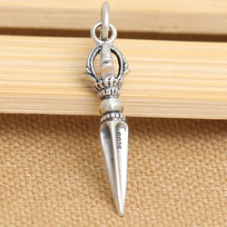 Small 925 Silver Tibetan Dorje Pendant vintage sterling silver Dorje Amulet Pendant Mini Buddhist Dorje Amulet
