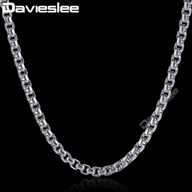 Davieslee Scatola di Colore Argento di Collegamento Della Collana Della Catena Per Gli Uomini Gioielli In Acciaio Inossidabile degli uomini Neckalce Dropshipping del Regalo 3/4mm DKN479