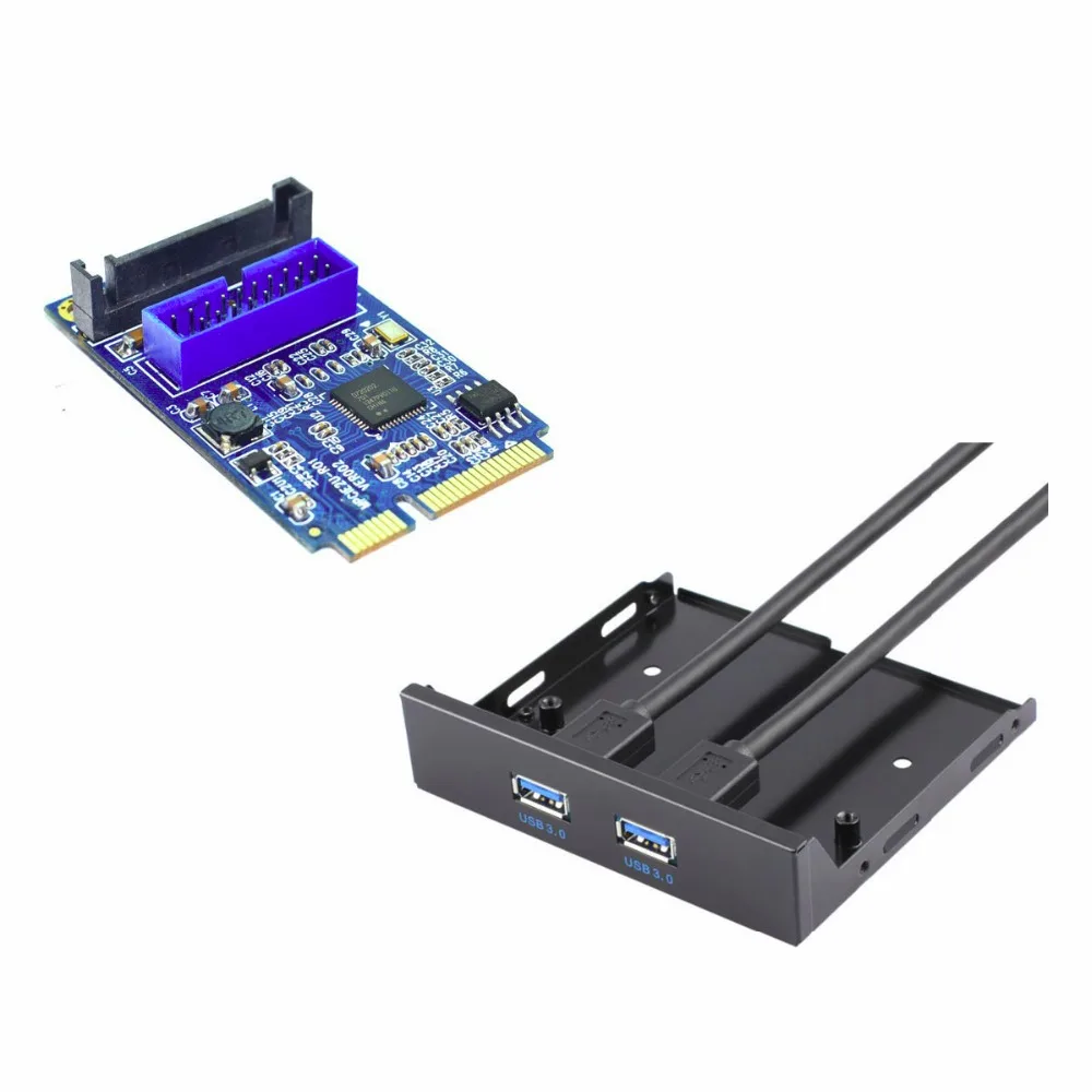 

Mini PCI-express to 2 ports USB 3.0 adapter mini PCI-e to USB3.0 + 20pin to 2 port usb3.0 hub 3.5 Floppy bay Metal Front Panel