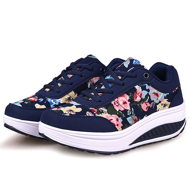 2023 Autumn Women Casual Shoes Fashion Breathable Walking Wedge Shoes Women Sneakers Printed Ladies Shoes Tenis Feminino WSH3302