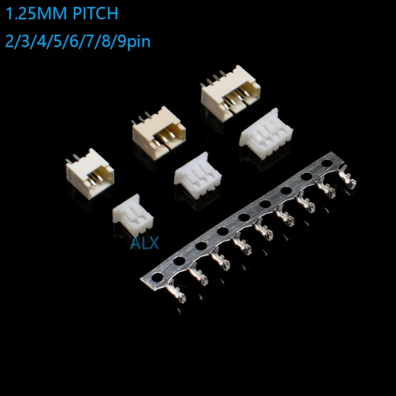 20sets MICRO JST 1.25 2/3/4/5/6 pin connector 1.25MM PITCH Horizontal Straight pin header + Housing + terminal 1.25-2p/3p/4p/5p