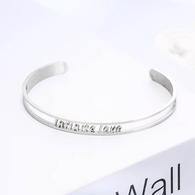 MYLONGINGCHARM Hollow Letter Adjustable stainless steel Bracelet INFINITE LOVE Best Popular gift for mom and girlfriend M0283