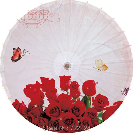 Dia 84cm craft handmade umbrella with red rose waterproof props valentine's day lover decoration gift oiled paper umbrella