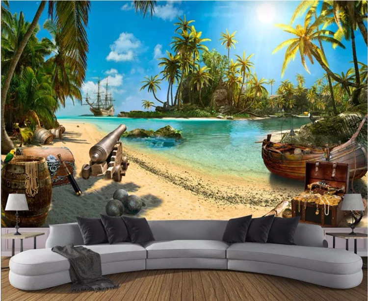 

Custom Wallpaper 3d papel de parede Photo Wallpaper Magic Pirate Treasure Island Landscape 3d Background 3d wallpaper