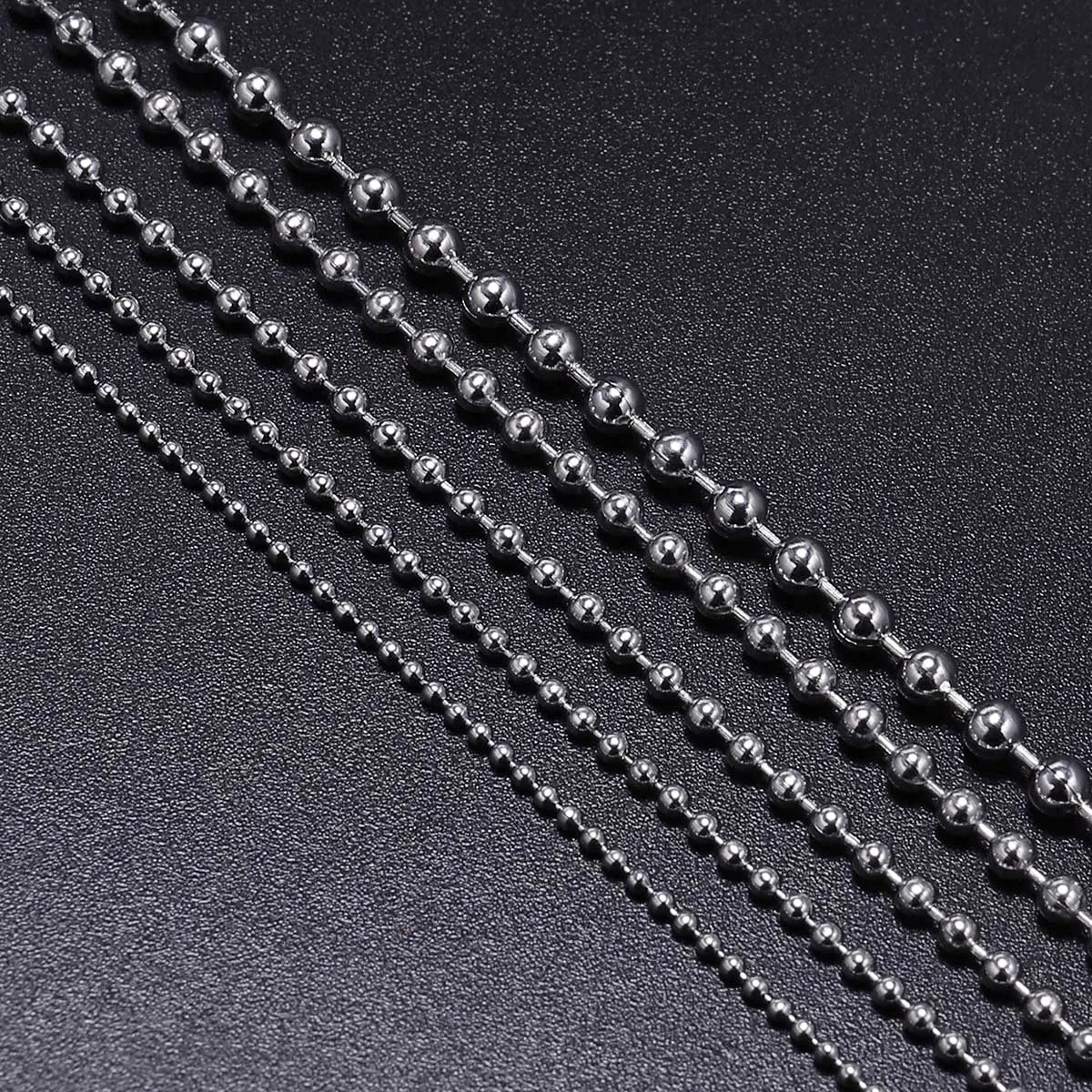 5M/Lot 1.2 1.5 2.4 3.2 mm Stainless Steel Beaded Ball Bead Chain Bulk Jewelry Chains For Necklaces DIY Jewelry Making Supplies