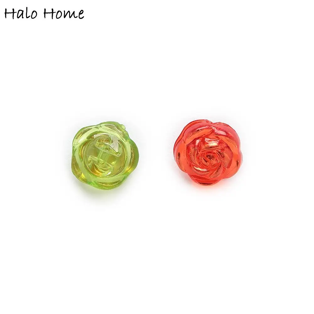 50pcs Shank Acrylic Round Buttons Rose Sewing Scrapbooking Gift Home Clothing DIY Making Handwork Decor 11mm
