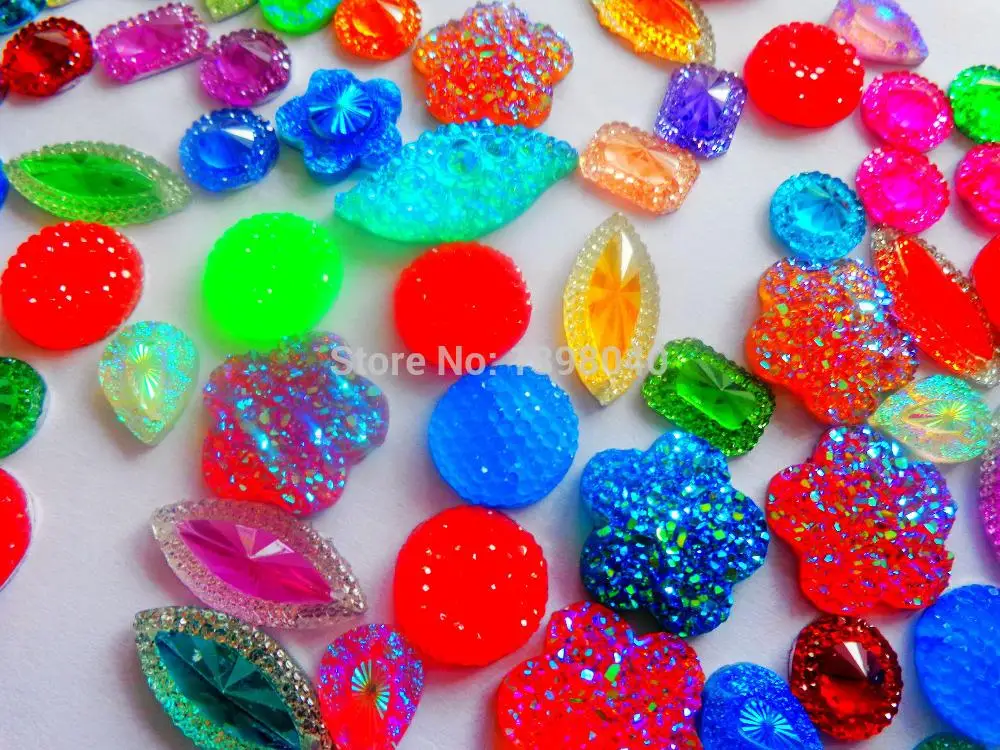 Mixed colour  mixed shape Sew on  Resin crystal   rhinestones accessory  gemstone strass  200pcs/bag