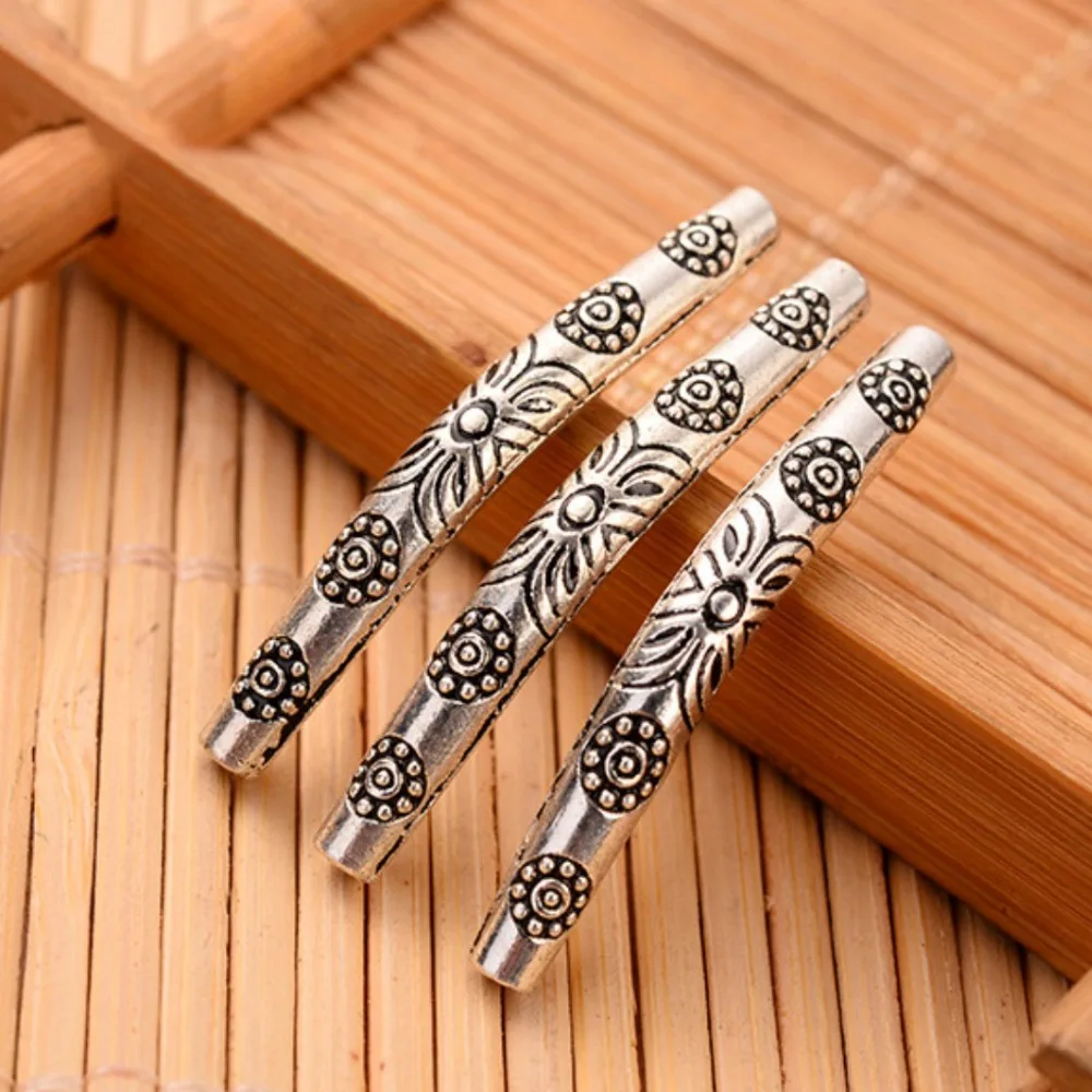 35*4mm 10pcs/lot  Antique Silver Plated Beads Curved Tube Spacers Beads for Necklace Bracelet DIY Jewelry Making findings