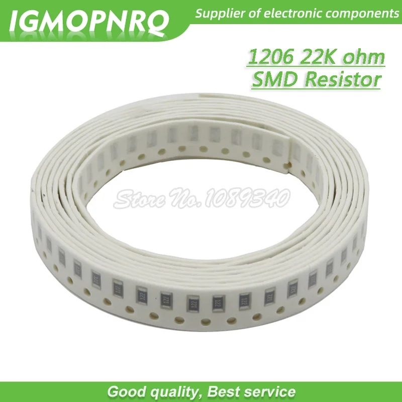 

100PCS 1206 SMD Resistor 1% resistance 22K ohm chip resistor 0.25W 1/4W 223 IGMOPNRQ