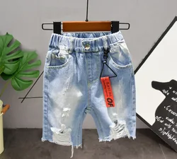 Children Boys Summer Shorts Jeans Kids New Casual Ripped Holes Denim Shorts For Boys 2-6Years Kids Jeans Boys Denim Shorts
