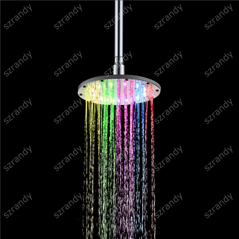 200mm New LED Shower Heads Romantic Rainbow Bathroom Round