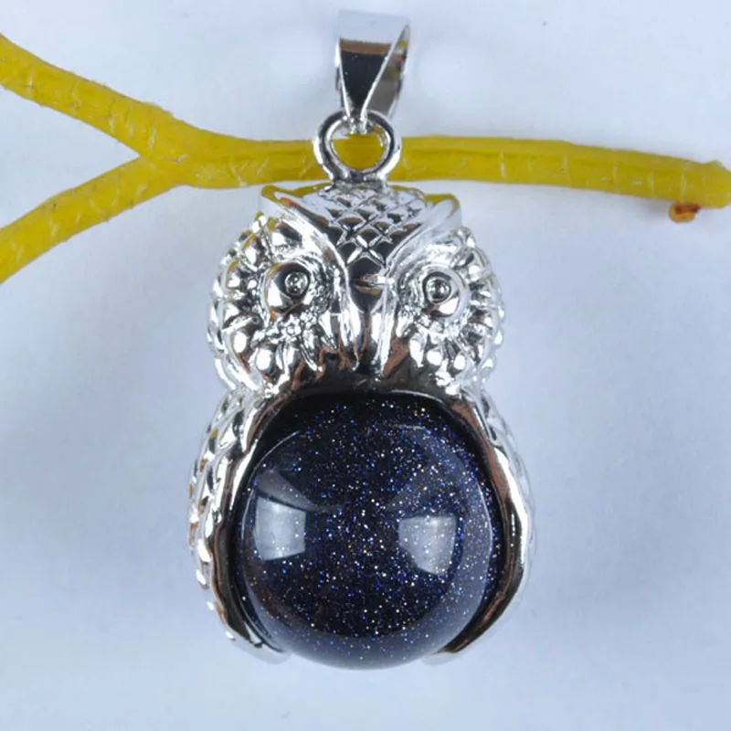 Blue Sandstone Bead Pendant Jewelry For Woman Gift Owl Fashion S958