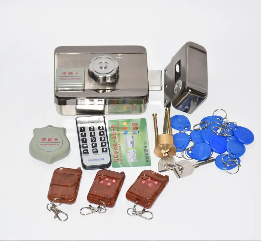 1 2 3 4 remote controls electronic lock kit DC12V integrated RFID card electronic gate door locks reading &rotating open