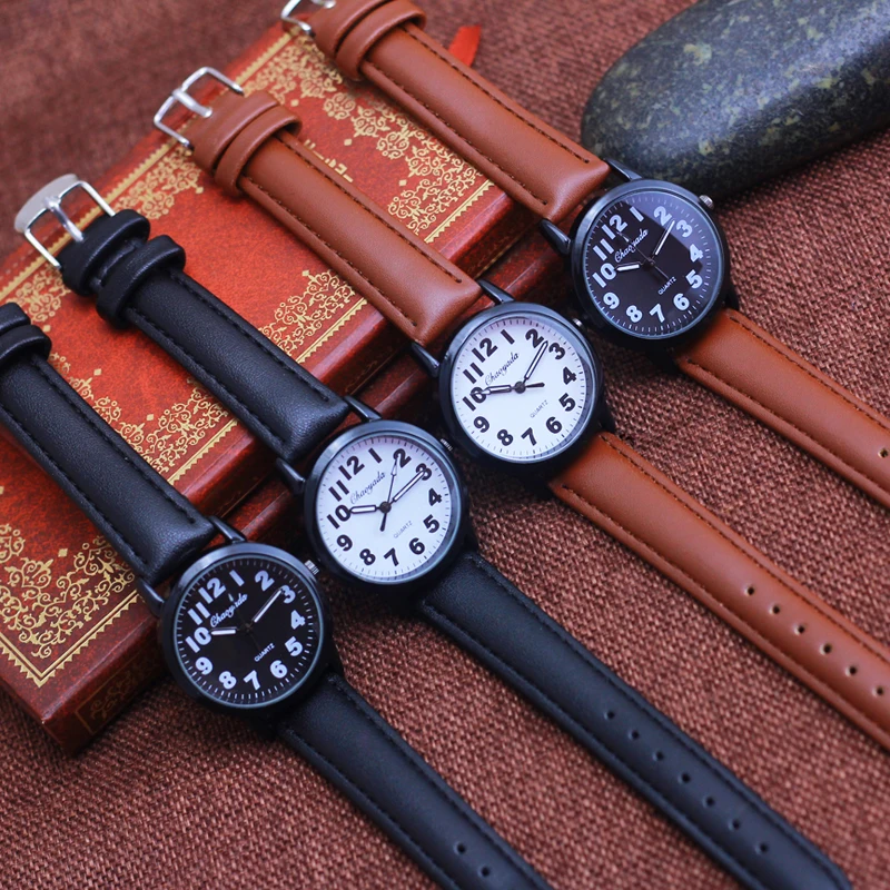 2024 chaoyada hot children students simple leather quartz watches boys girls kids cartoon gifts electronic clock montre relogio