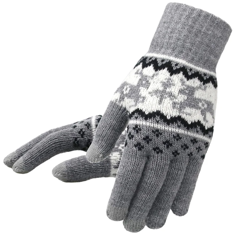 Di Inverno Delle Donne Ha Lavorato a Maglia Guanti di Natale Cervi di Modo Finger Completa Mittens Femminile Morbido di Natale Modello di Tocco