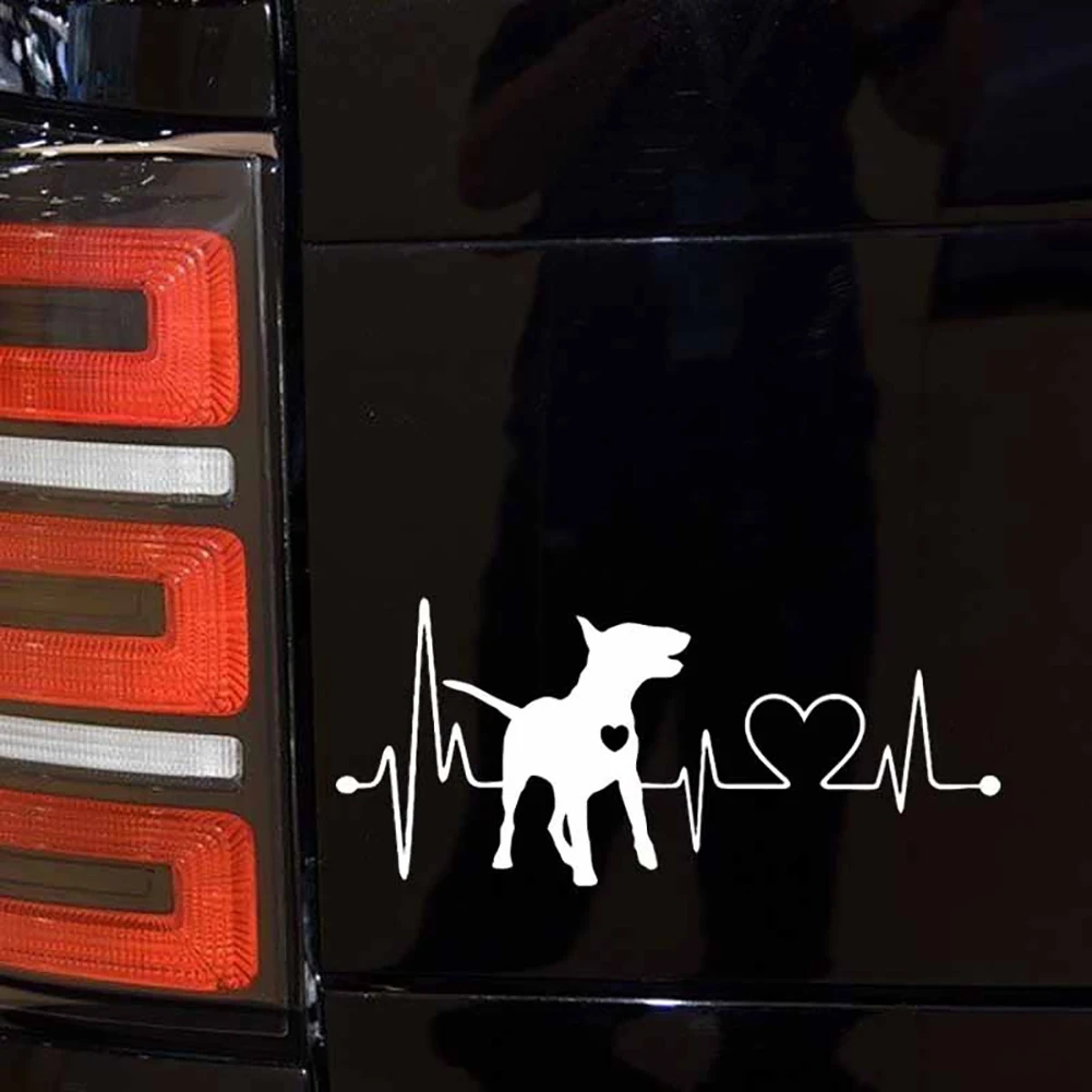 Bull Terrier Dog Electrocardiogram Car Body Window Decals Sticker Decoration araba aksesuar