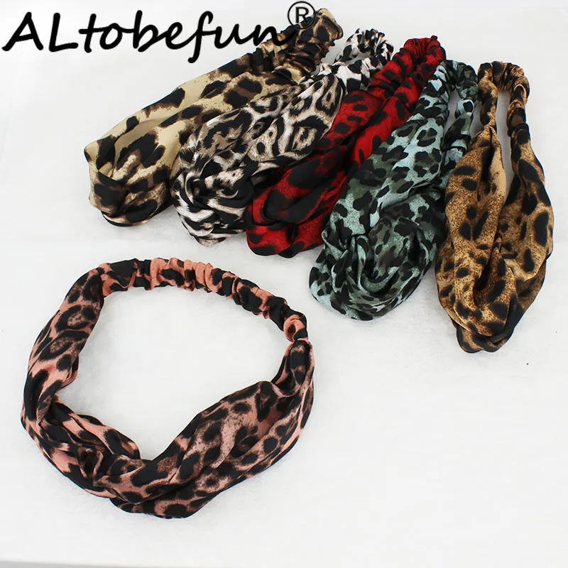 ALTOBEFUN Leopard Women Fashion Elastic Headband Hair Holder Girl Bandanas Hair Accessories Yoga Hairbands FD910