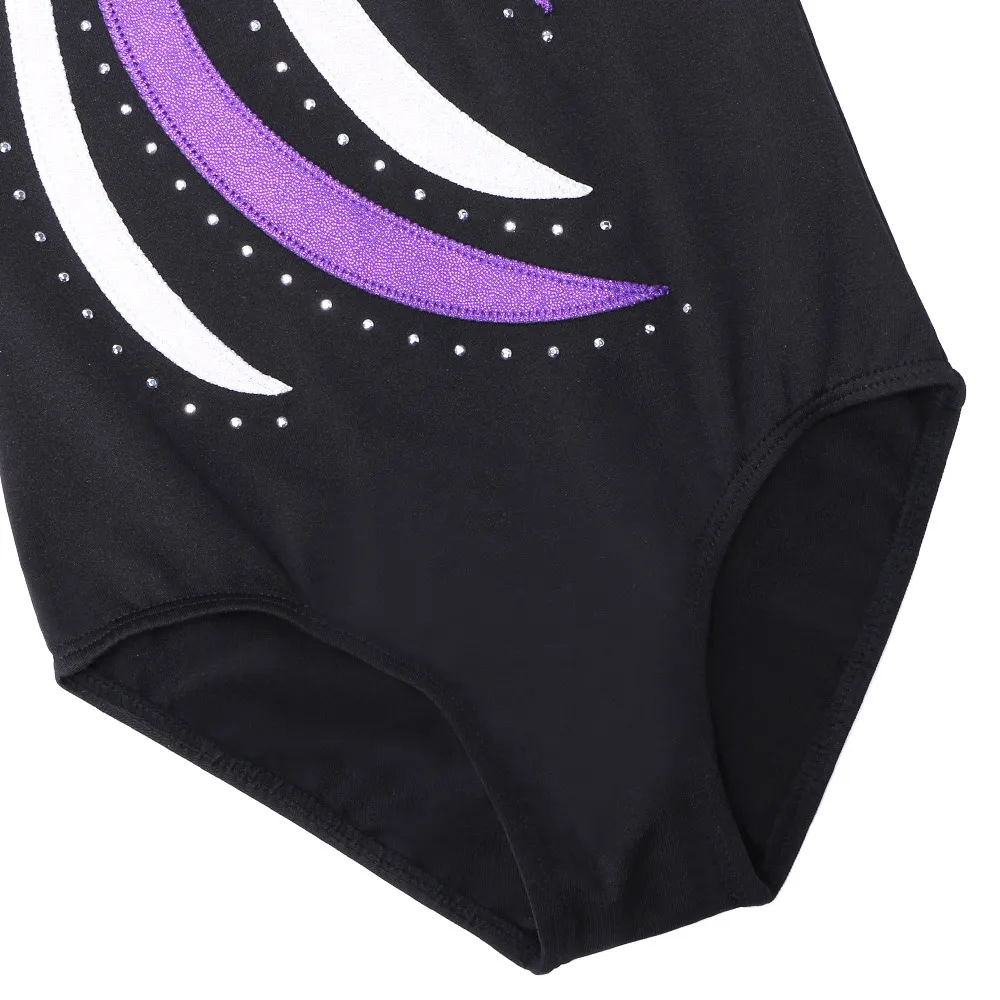 BAOHULU Kids Teens Gymnastics Leotard for Girls Long Sleeve Shiny Rhinestone Gymnastics Costume Jumpsuit Christmas Clothes Girl