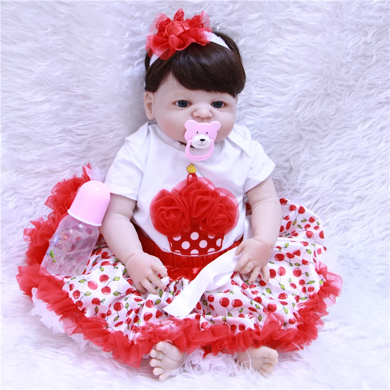 

22" full silicone reborn baby girl dolls lovely bebe princess real dolls fashion children gift toys