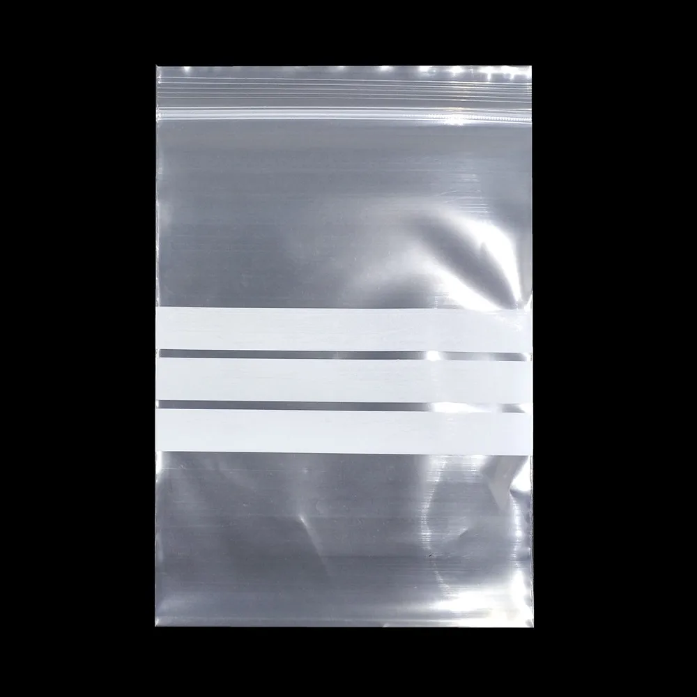 100Pcs/lot 16 Sizes Plastic Clear Zip Packaging Bag with Writable White Line Dried Flower Retails Storage Zipper Packing Pouches