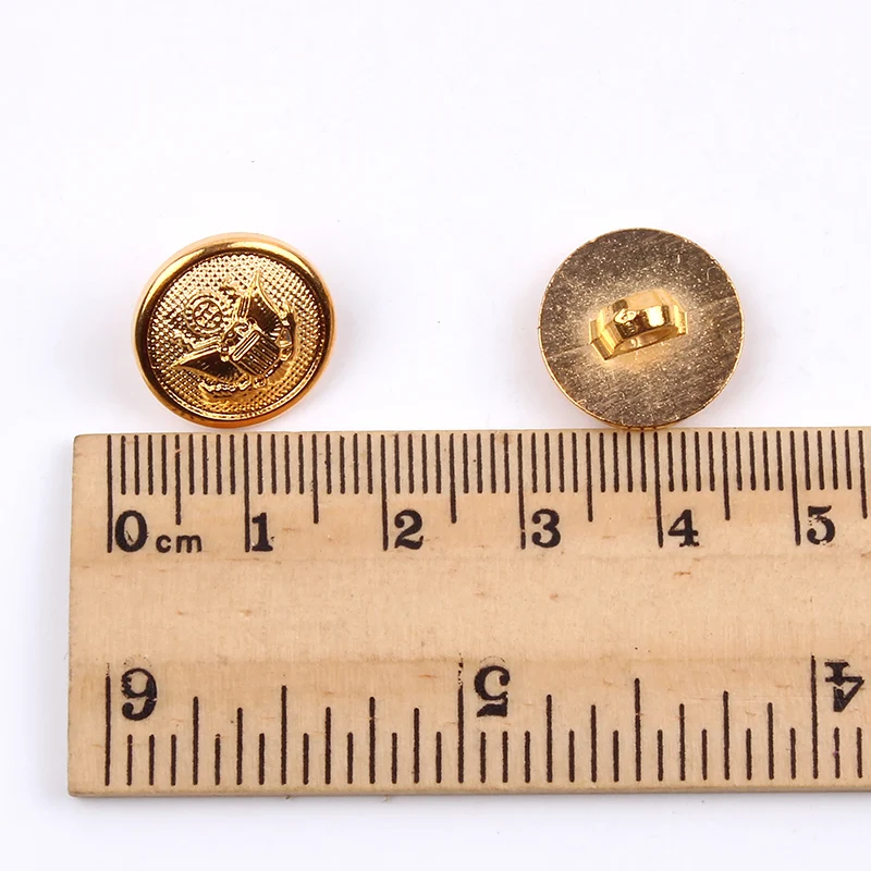 50pcs/lot 15mm Gold Vintage Buttons Metal Color Plastic Round Shank Button Handmade Garment Accessories Sewing Tools Supplier