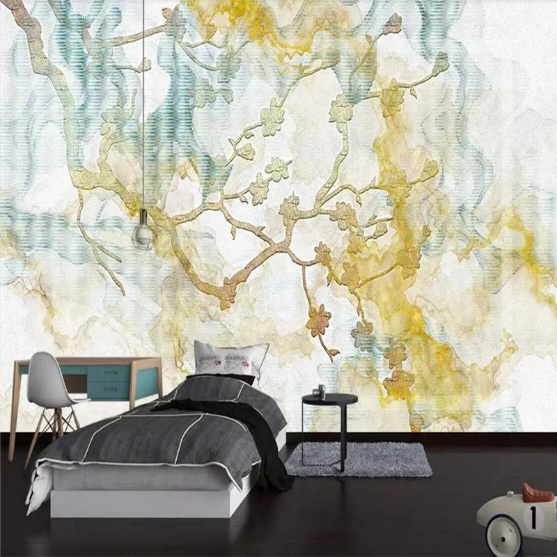 Decorative Wallpaper New Chinese Style Abstract Flowers And Birds Large Murals Background Wall