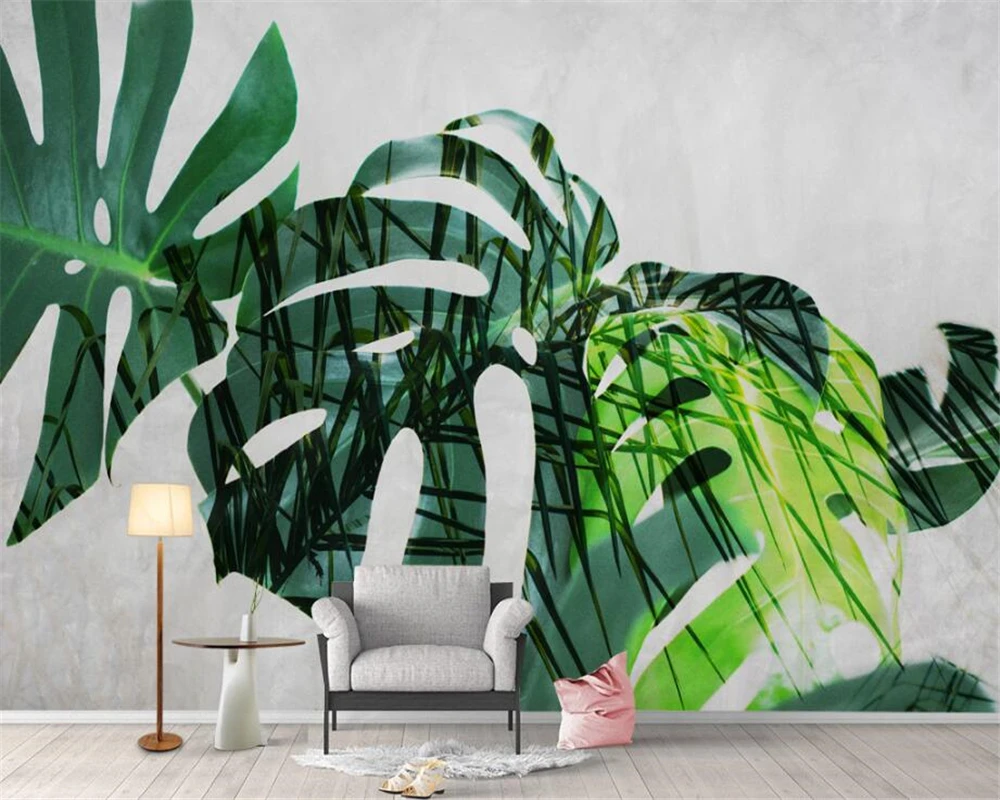 

Beibehang Custom wallpaper banana leaf green fresh garden idyllic background living room bedroom background murals 3d wallpaper