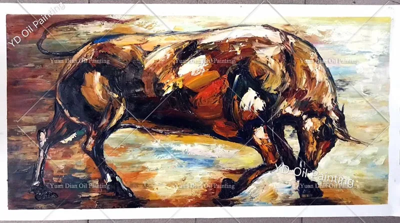 

High Skills Artist 100%Hand-painted Abstract Bull Oil Painting On Canvas Handmade Bull Painting For Office Decoration