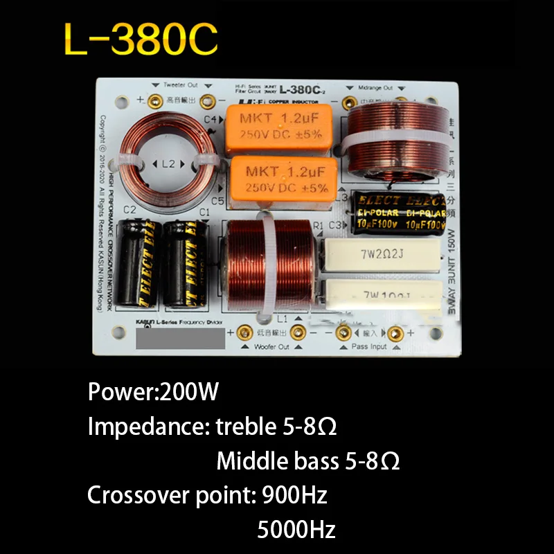 1 PCS HiFi Audio Speaker 3 Unit Audio Frequency Divider Treble Midrange Bass 3 Way Crossover Filters 160W 180W 200W 320W