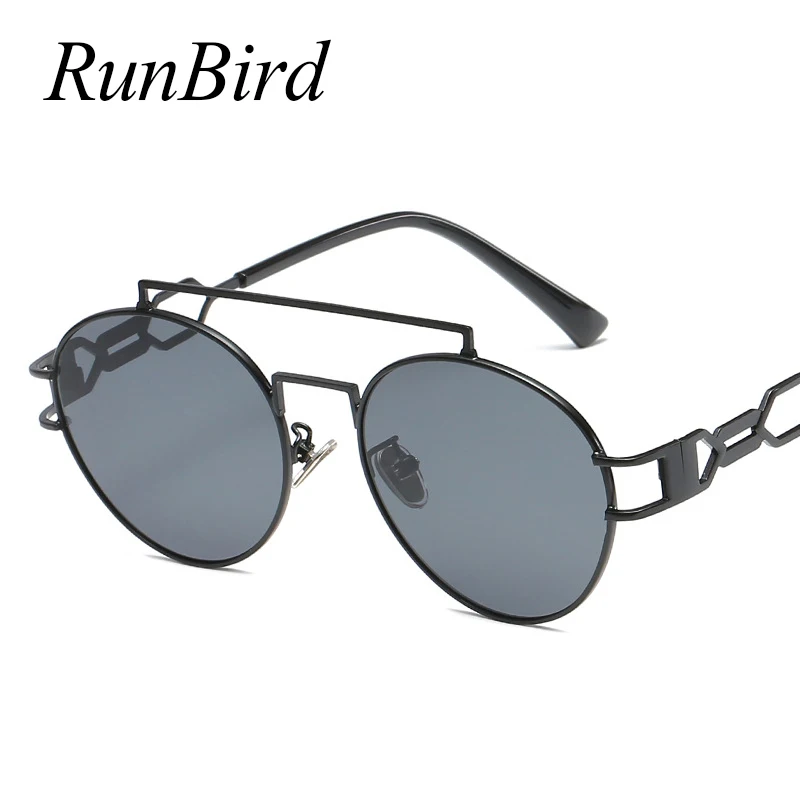 

New Fashion Steampunk Sunglasses Men Women Round Metal Frame Black Sun Glasses HD Clear Lenses Retro Steam Punk Sunglass 1280R