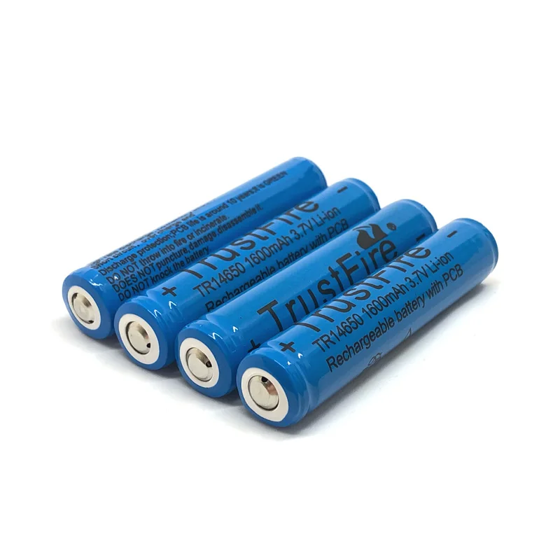 10pcs/lot TrustFire TR 14650 1600mAh 3.7V Rechargeable Lithium Protected Battery Cell with PCB Power Source For LED Flashlights