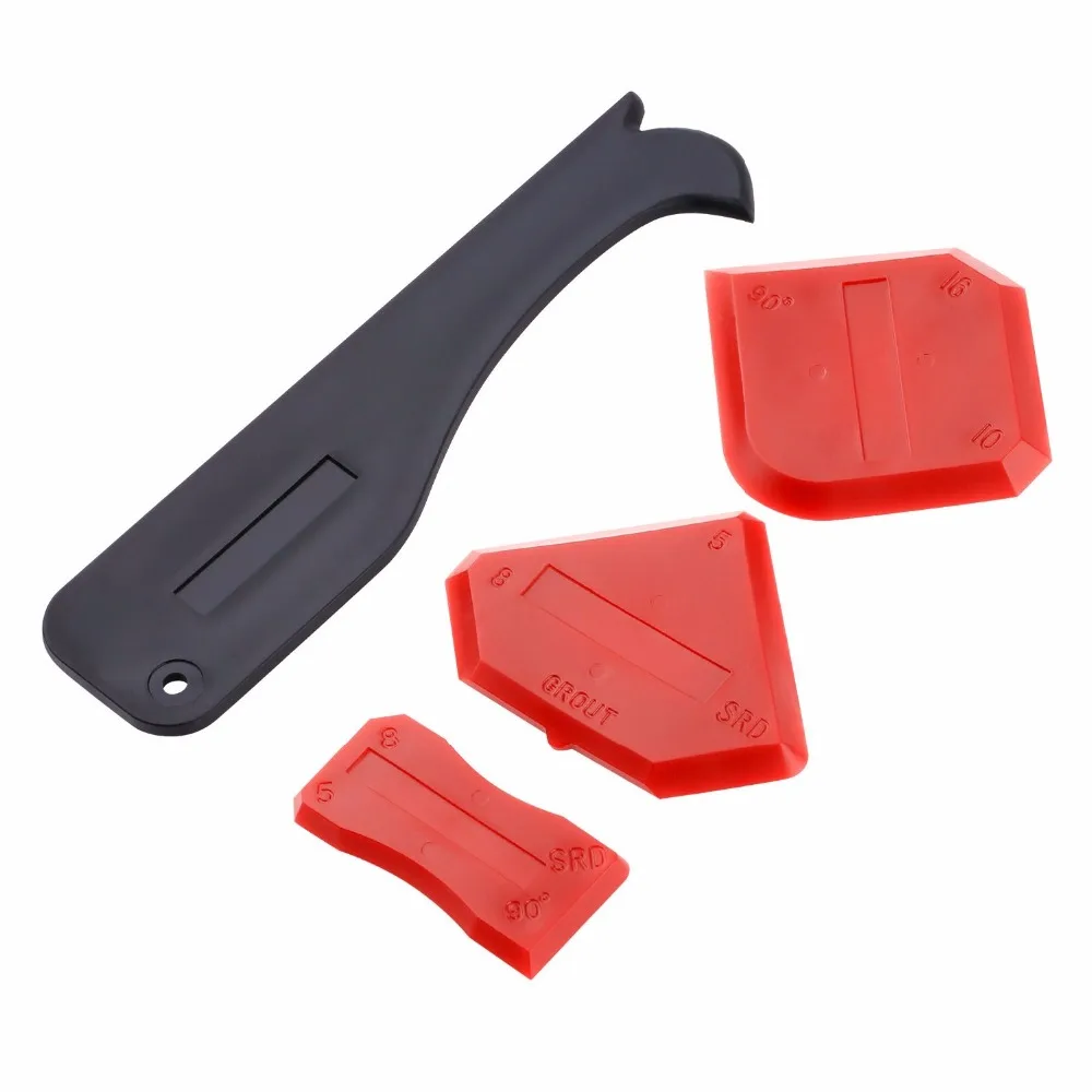 Outil de finition professionnel en silicone de couleur rouge, 4 pièces donnent à tout le silicone une finition parfaite emballé par l'essuyage de sac OPP