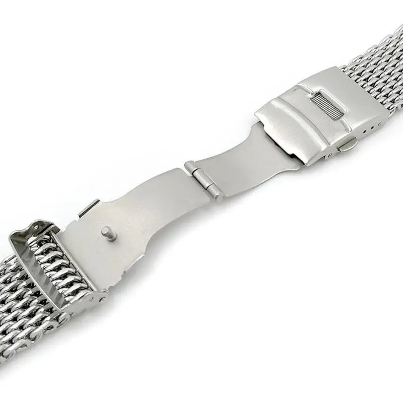 Correa de malla milanesa de acero para reloj, pulsera de Metal para reloj, plateado, 18mm, 20mm, 22mm, 24mm