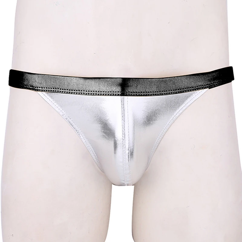 

Men Pouch Pearl Thong Light PU Leather Men Panties Tanga Sexy Underwear Polyester Thongs Jockstrap MensThong G String Underpants