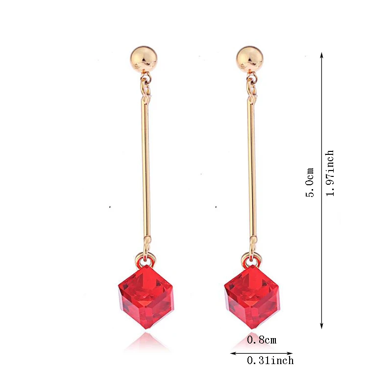 GRACE JUN Korea Style Long Clip on Earrings and Drop Pierced Earrings for Women Gorgeous Gold Color Crystal Earrings Not Allergy