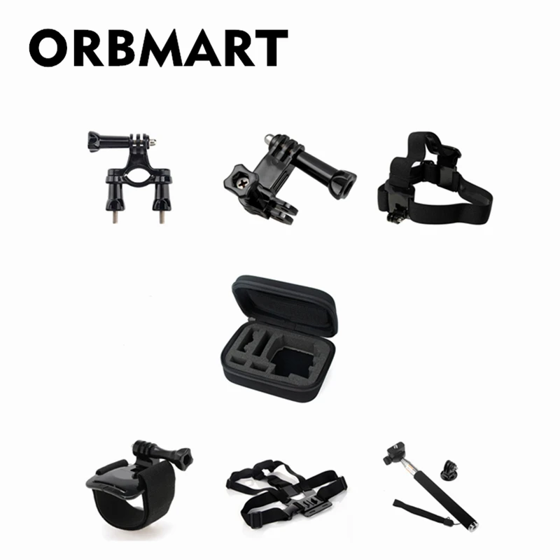 

7in1 Bicycle Accessories Set For GoPro hero 8 Xiaomi Yi SJCAM Handlebar Seatpost Mount Head Strap Chest Harness Wrist Pivot Arm