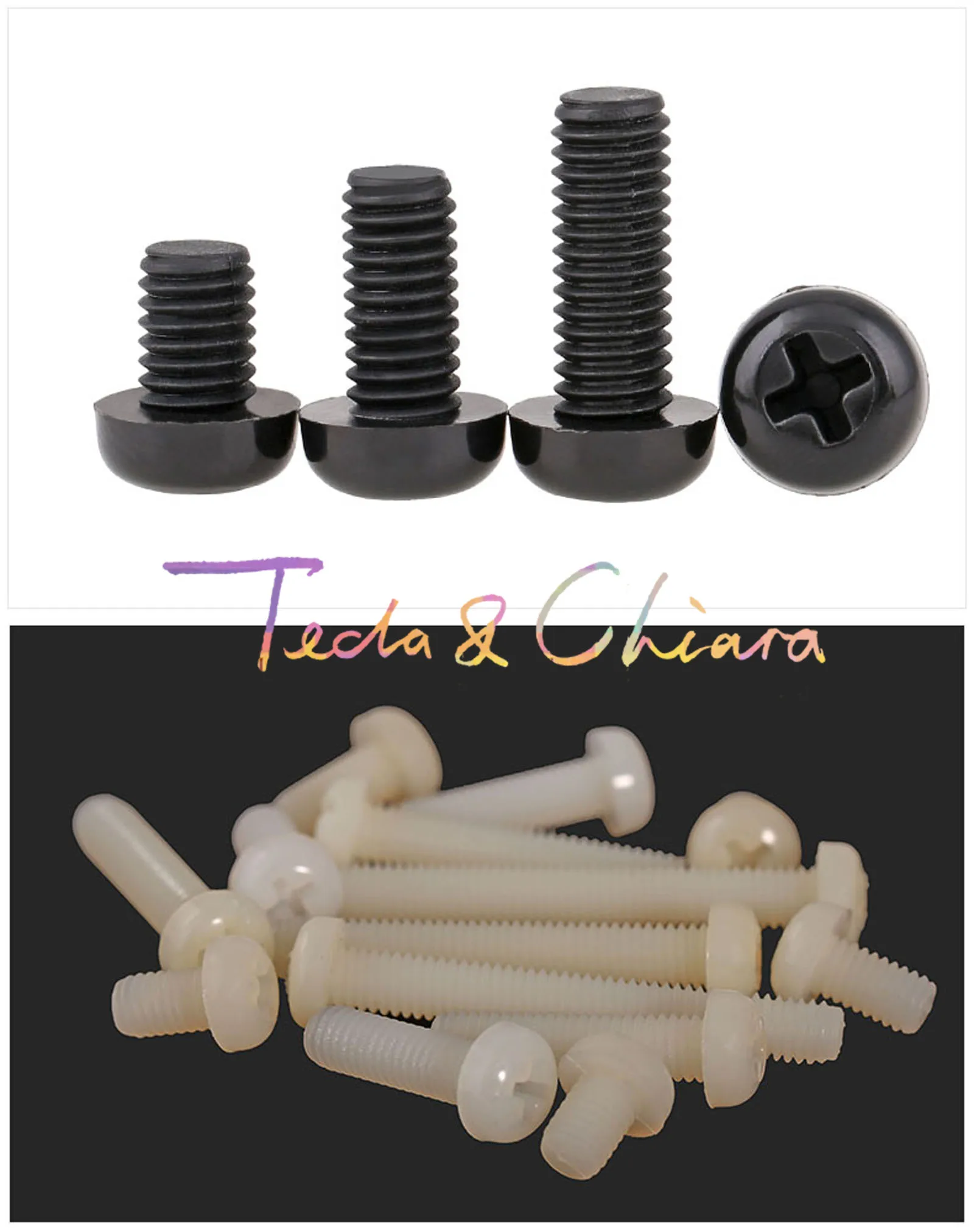 

10Pcs M6 x 45mm New L 45 Black White Nylon Phillips Pan Head Cross Recessed Pan Head Machine Screw Series Plastic *